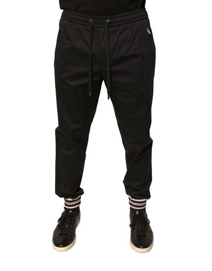 Dolce &amp; Gabbana – Schwarze Jogginghose aus Baumwollstretch