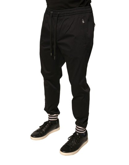 Dolce &amp; Gabbana – Schwarze Jogginghose aus Baumwollstretch