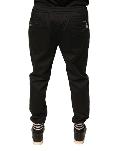 Dolce &amp; Gabbana – Schwarze Jogginghose aus Baumwollstretch