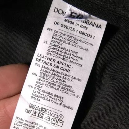 Dolce &amp; Gabbana – Schwarze Skinny-Jeans aus Baumwolle mit Logo und Rissen