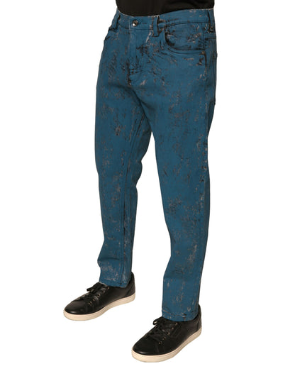 Dolce &amp; Gabbana – Blaue Skinny-Jeans aus Baumwollstretch mit Logo
