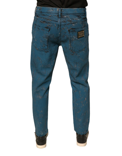 Dolce &amp; Gabbana – Blaue Skinny-Jeans aus Baumwollstretch mit Logo