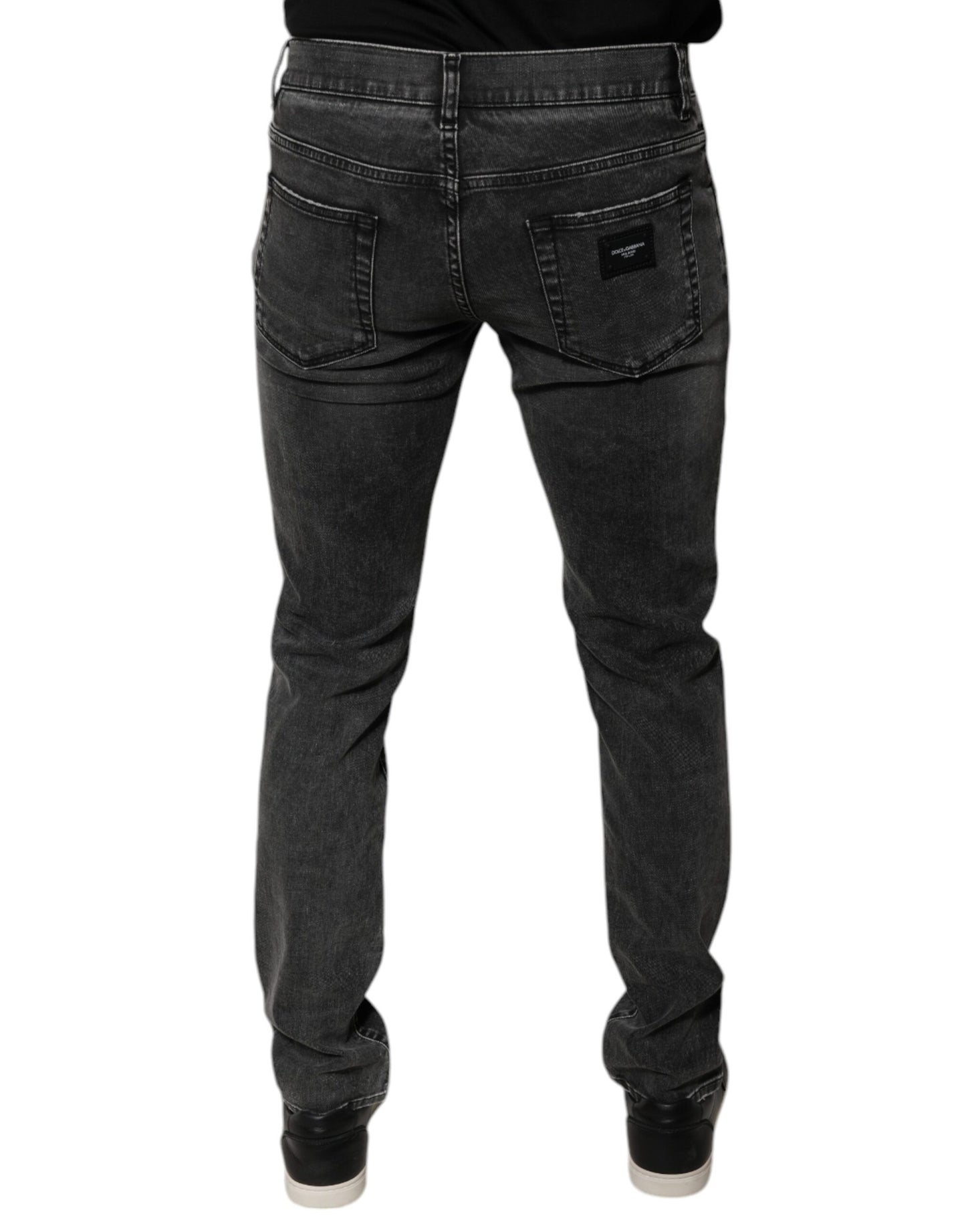 Dolce &amp; Gabbana – Schwarze Skinny-Jeans aus Baumwollstretch mit Logo