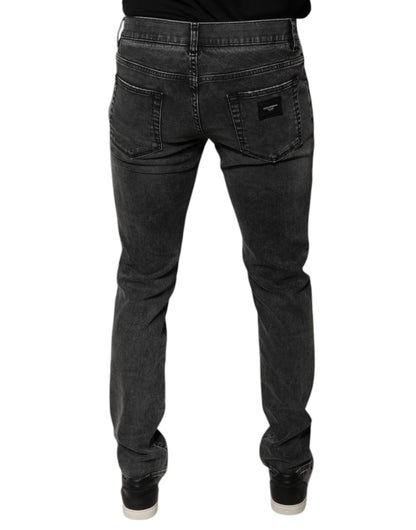 Dolce &amp; Gabbana – Schwarze Skinny-Jeans aus Baumwollstretch mit Logo