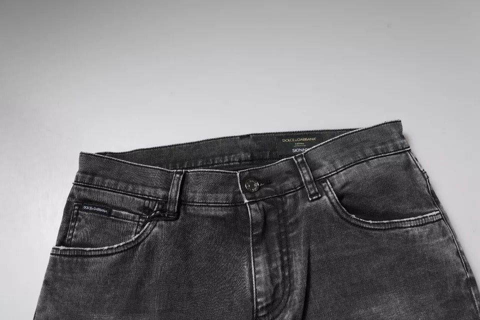 Dolce &amp; Gabbana – Schwarze Skinny-Jeans aus Baumwollstretch mit Logo