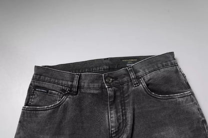 Dolce &amp; Gabbana – Schwarze Skinny-Jeans aus Baumwollstretch mit Logo