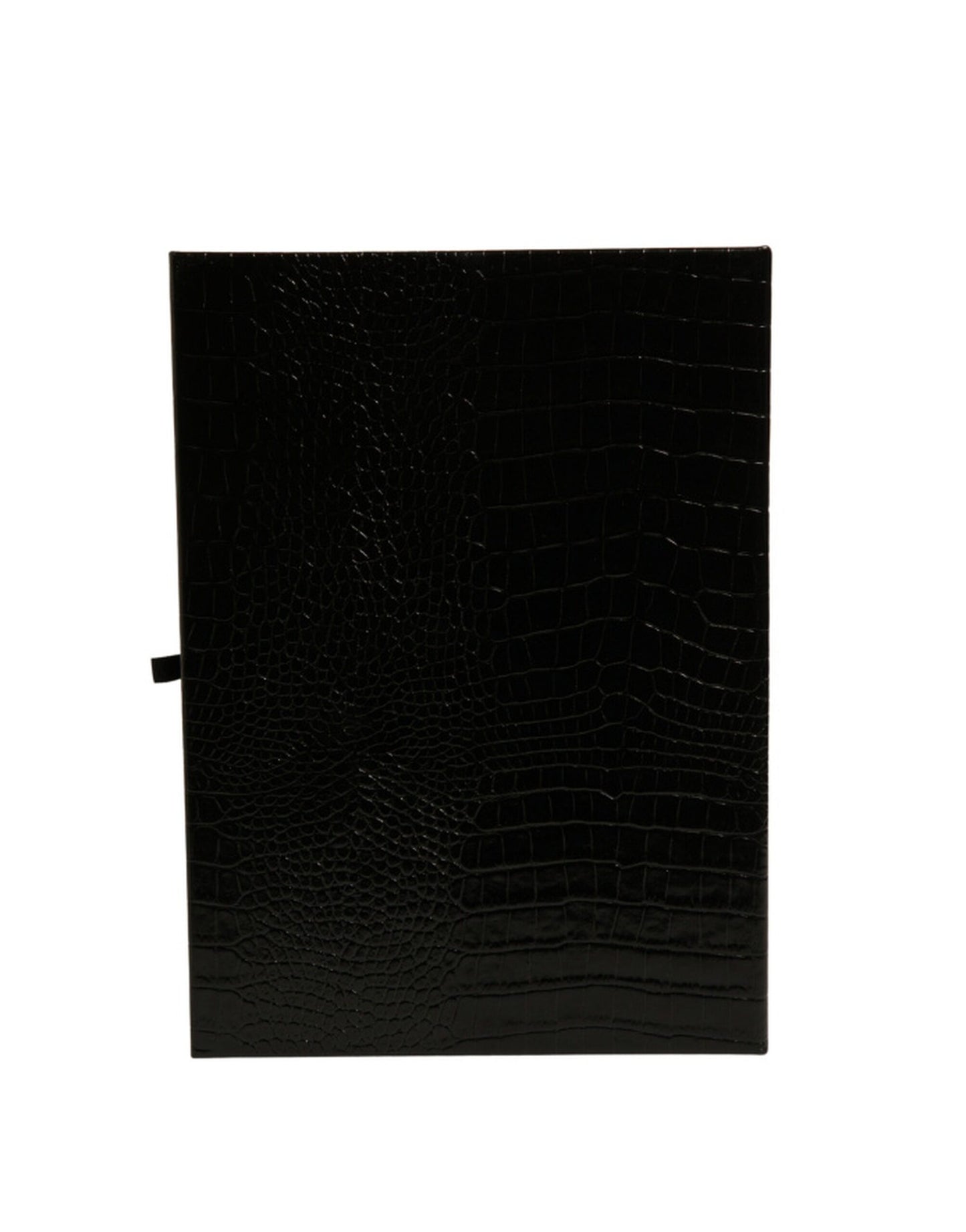 Dolce &amp; Gabbana Elegante Kataloghülle aus schwarzem Leder mit Logoplakette