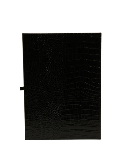Dolce &amp; Gabbana Elegante Kataloghülle aus schwarzem Leder mit Logoplakette