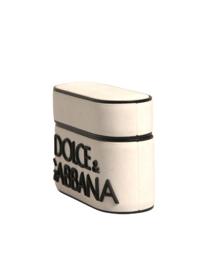 Dolce &amp; Gabbana – Airpods-Hülle aus weißem PVC mit geprägtem Logo