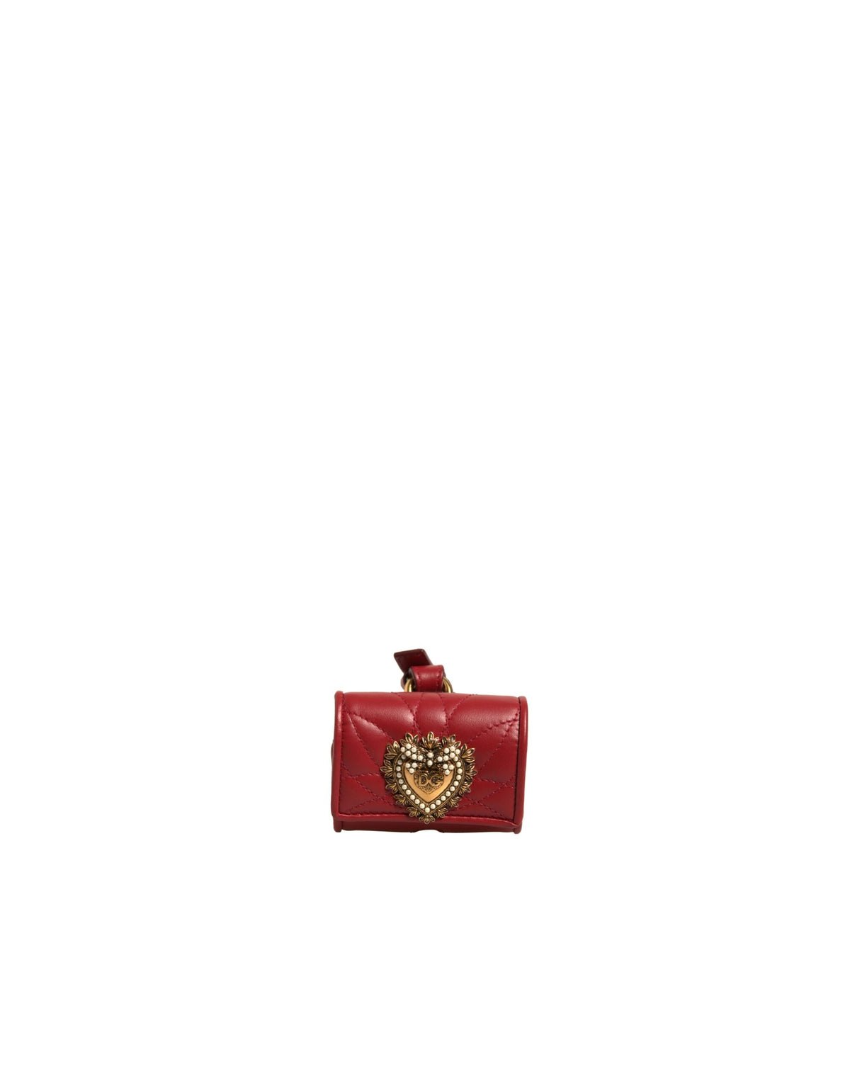 Dolce &amp; Gabbana – Airpod-Hülle „Devotion“ aus schwarzem Leder mit Herzriemen