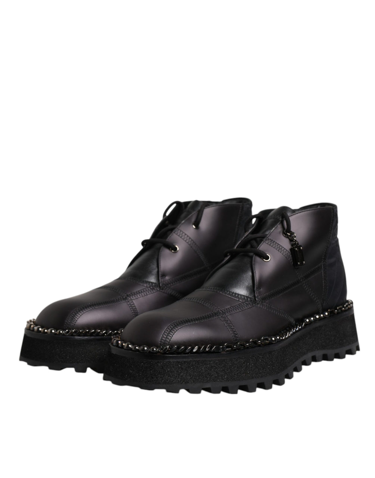 Dolce &amp; Gabbana – Schwarze Ankle Boots aus Leder mit Schnürung