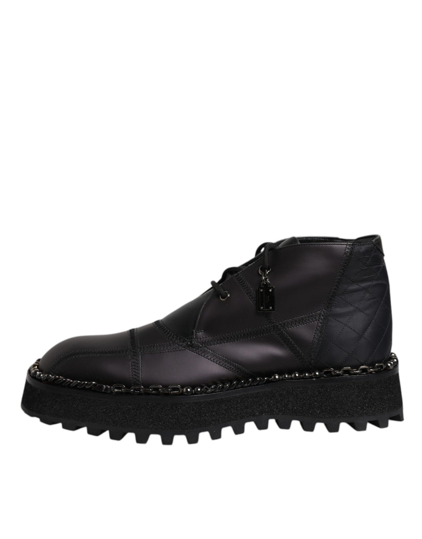Dolce &amp; Gabbana – Schwarze Ankle Boots aus Leder mit Schnürung