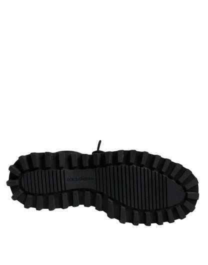 Dolce &amp; Gabbana – Schwarze, gepolsterte Schnürstiefel mit halbhohem Schaft