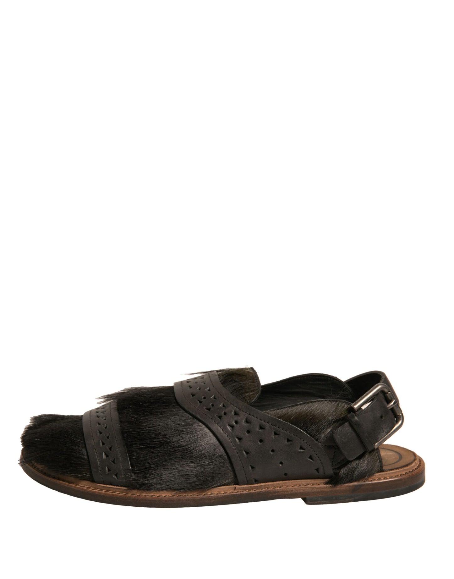 Dolce &amp; Gabbana Grüne Gazelle Haarleder Flats Sandalen Schuhe