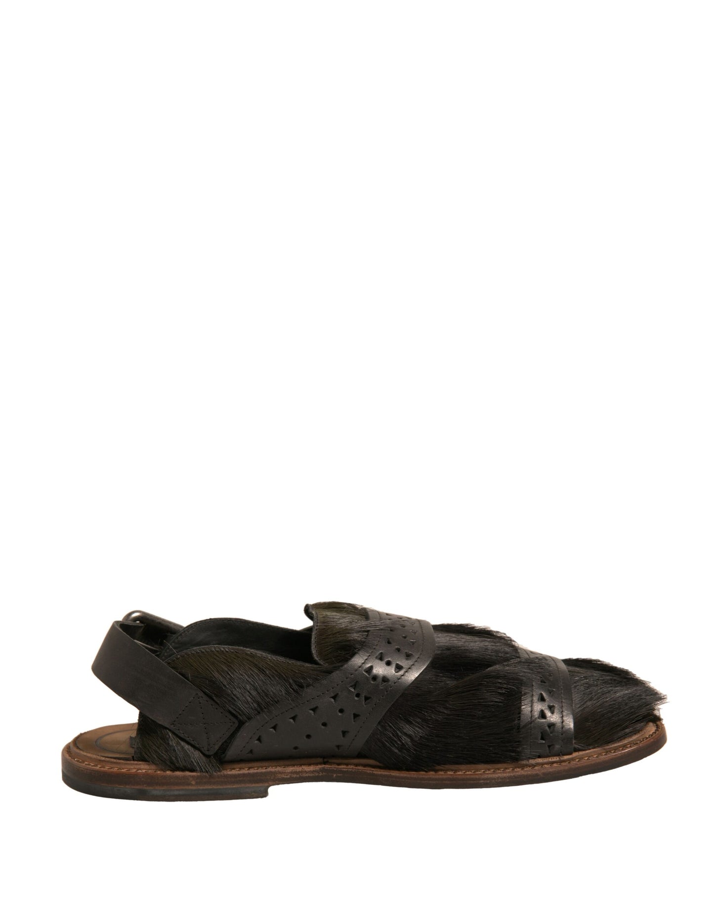 Dolce &amp; Gabbana Grüne Gazelle Haarleder Flats Sandalen Schuhe