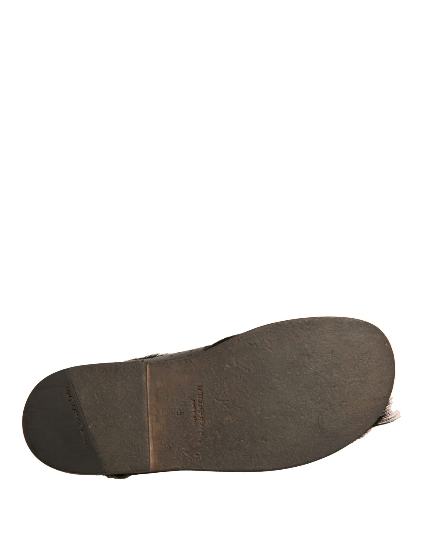 Dolce &amp; Gabbana Grüne Gazelle Haarleder Flats Sandalen Schuhe