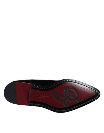 Dolce &amp; Gabbana – Derby-Schnürschuhe aus schwarzem Baumwollsamt