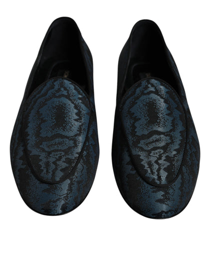 Dolce &amp; Gabbana Blau Schwarz Flats Herren Loafer Abendschuhe