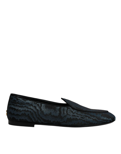 Dolce &amp; Gabbana Blau Schwarz Flats Herren Loafer Abendschuhe