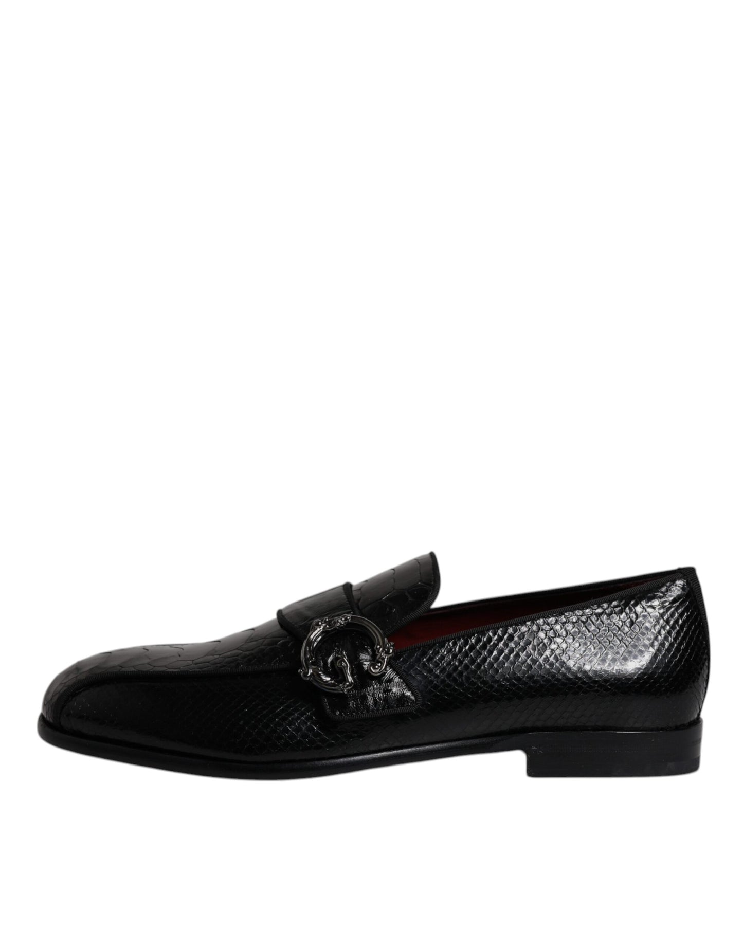 Dolce &amp; Gabbana – Loafer aus exotischem Leder mit DG-Logo, formelle Abendschuhe, Schwarz