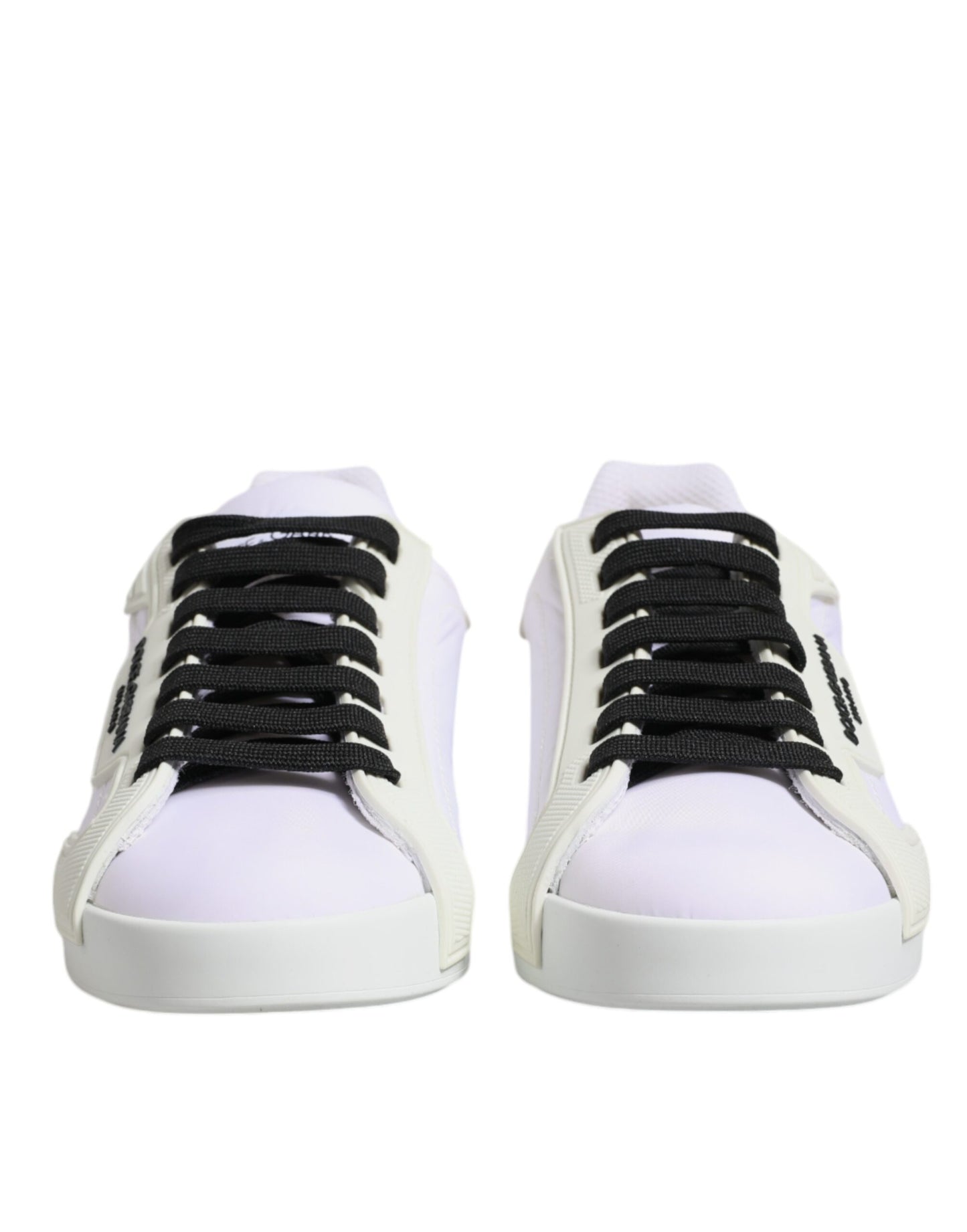 Dolce &amp; Gabbana Weiße Nylon Leder Low Top Sneakers Schuhe