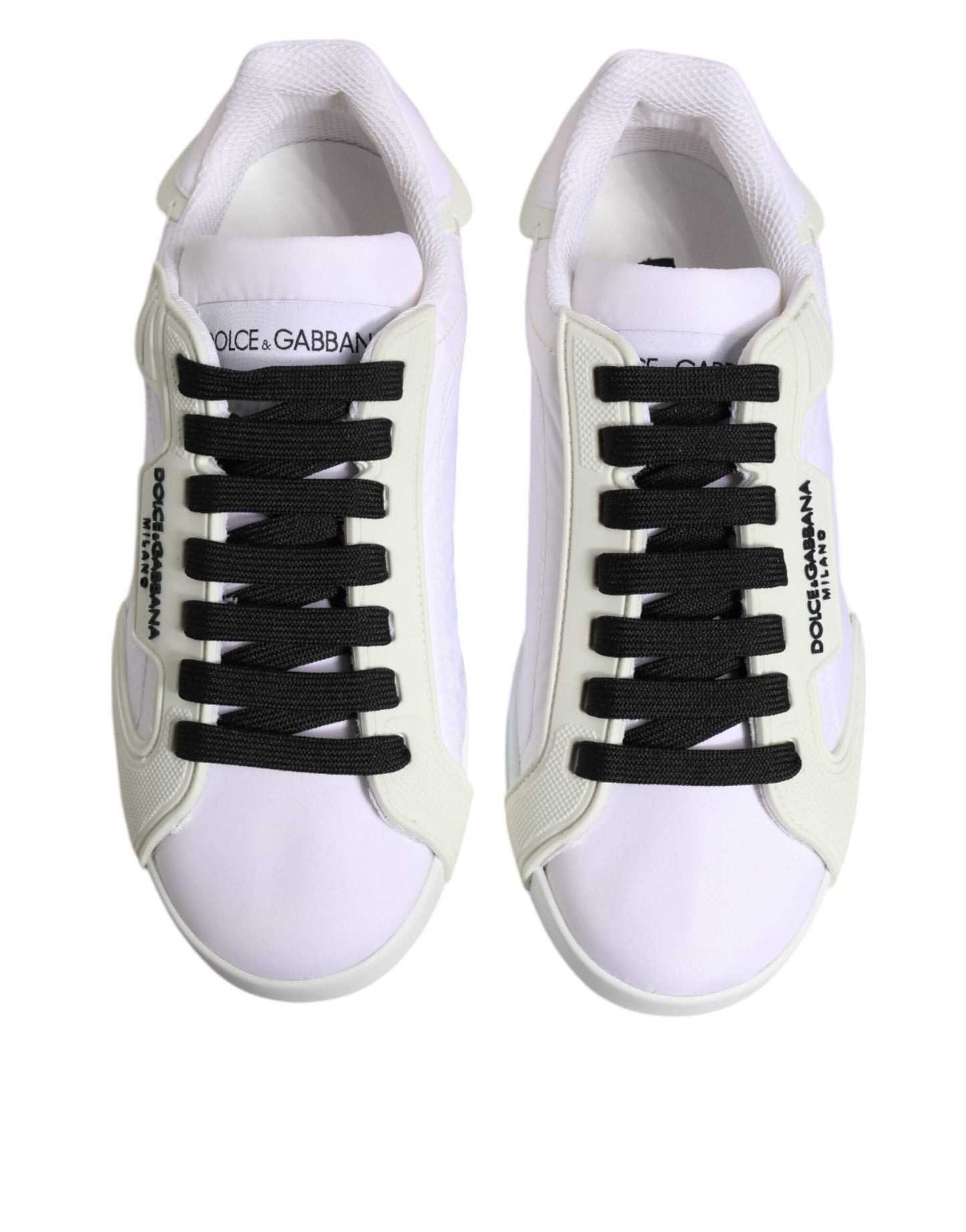 Dolce &amp; Gabbana Weiße Nylon Leder Low Top Sneakers Schuhe