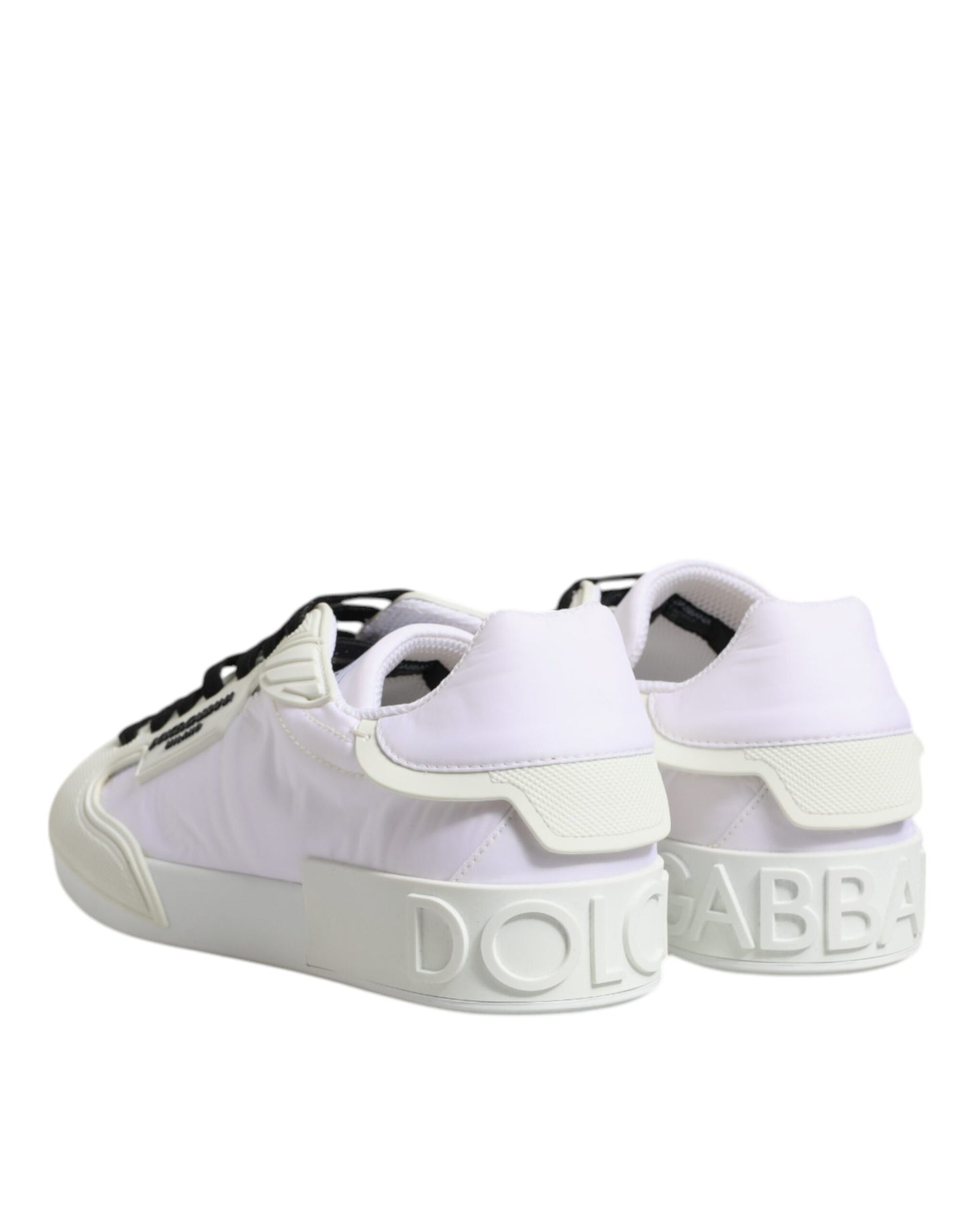 Dolce &amp; Gabbana Weiße Nylon Leder Low Top Sneakers Schuhe