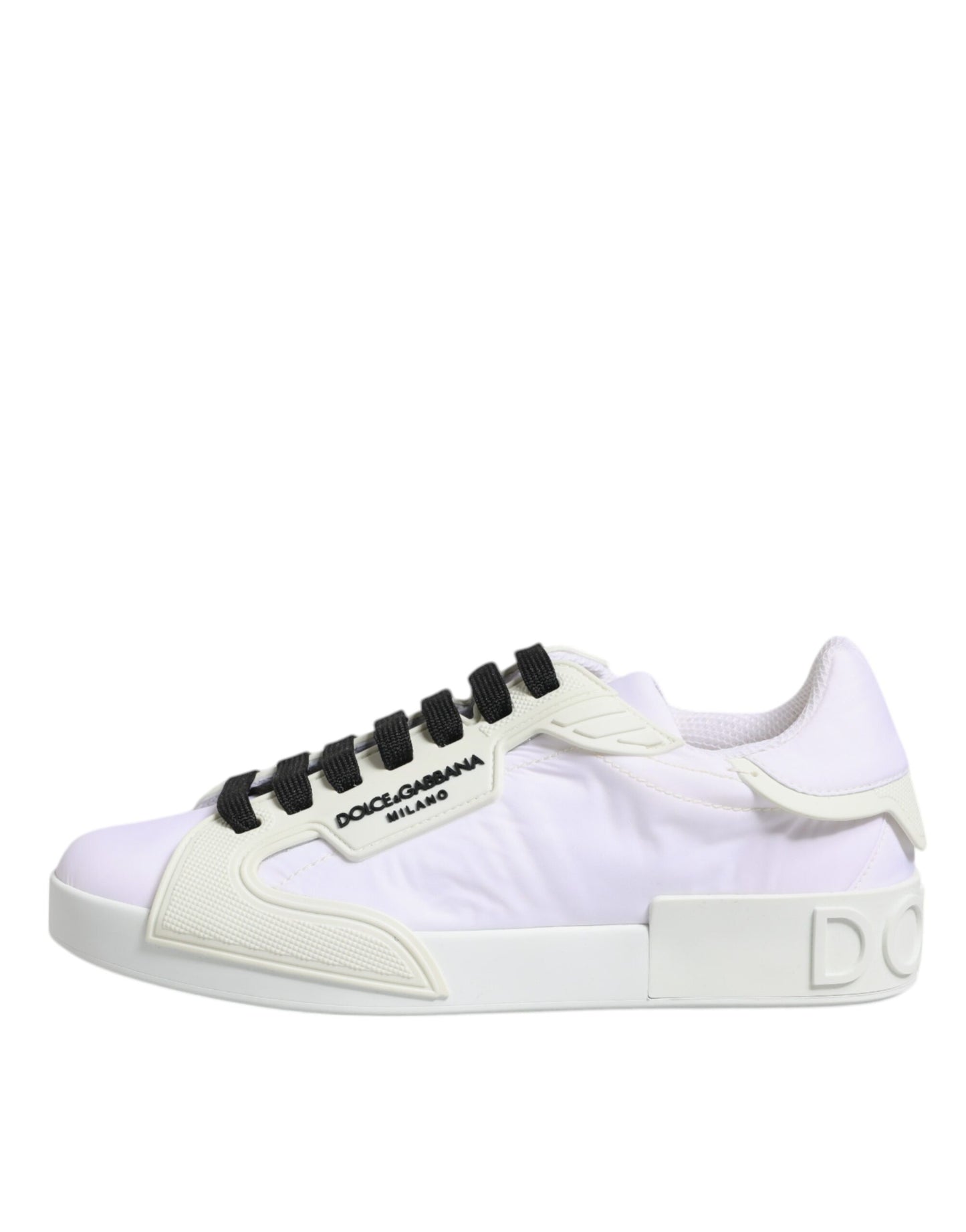 Dolce &amp; Gabbana Weiße Nylon Leder Low Top Sneakers Schuhe
