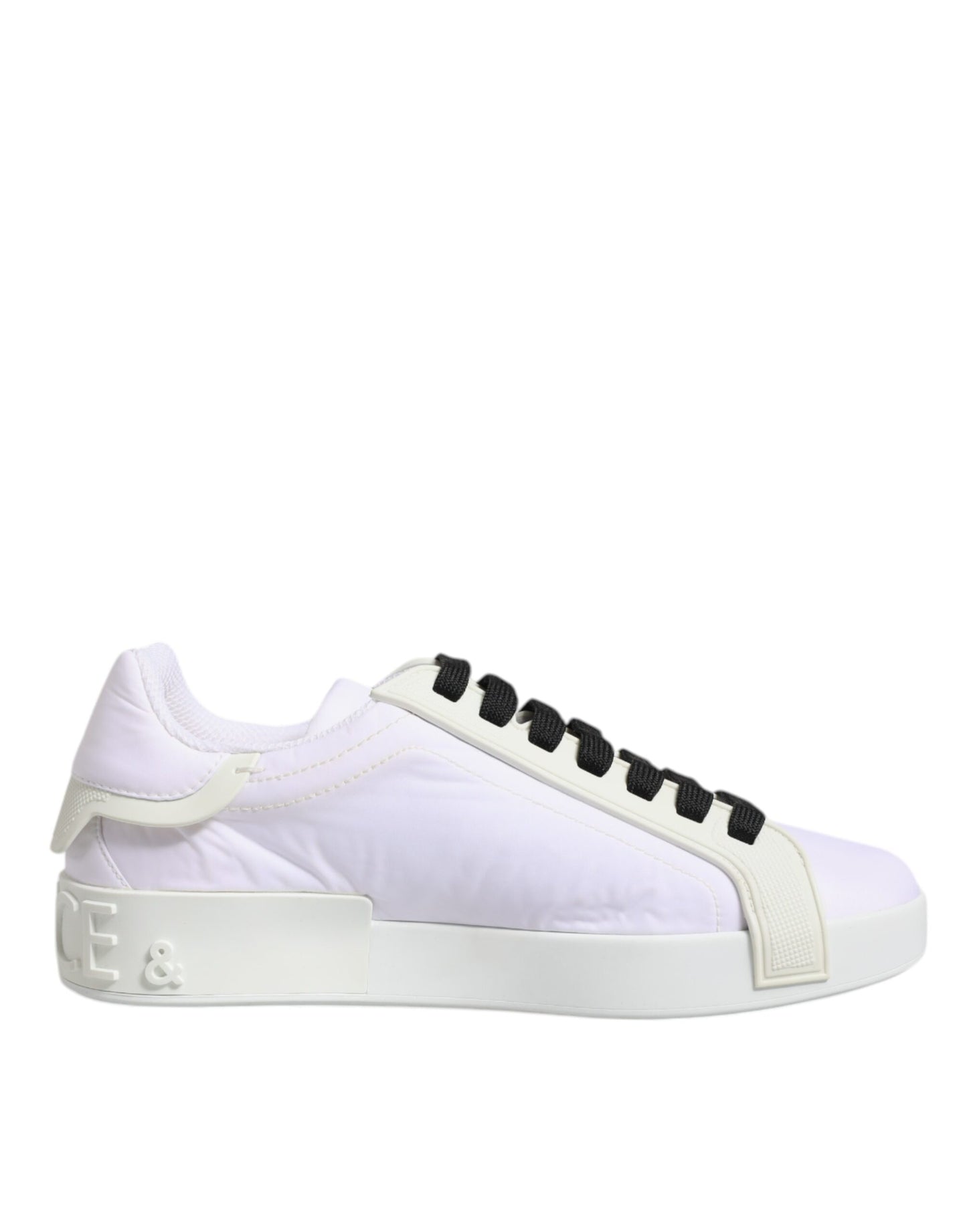 Dolce &amp; Gabbana Weiße Nylon Leder Low Top Sneakers Schuhe