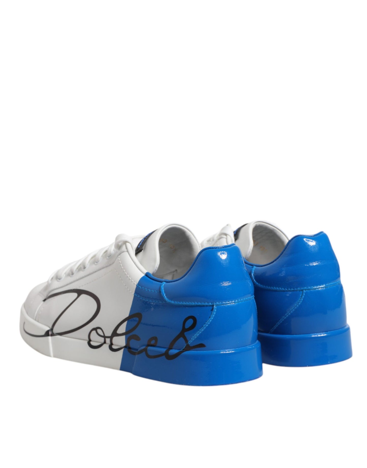 Dolce &amp; Gabbana Weiß Blau Portofino Leder Sneakers Schuhe