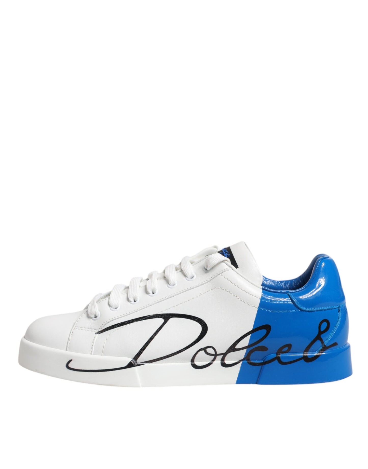 Dolce &amp; Gabbana Weiß Blau Portofino Leder Sneakers Schuhe