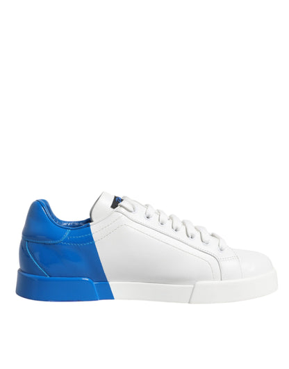 Dolce &amp; Gabbana Weiß Blau Portofino Leder Sneakers Schuhe