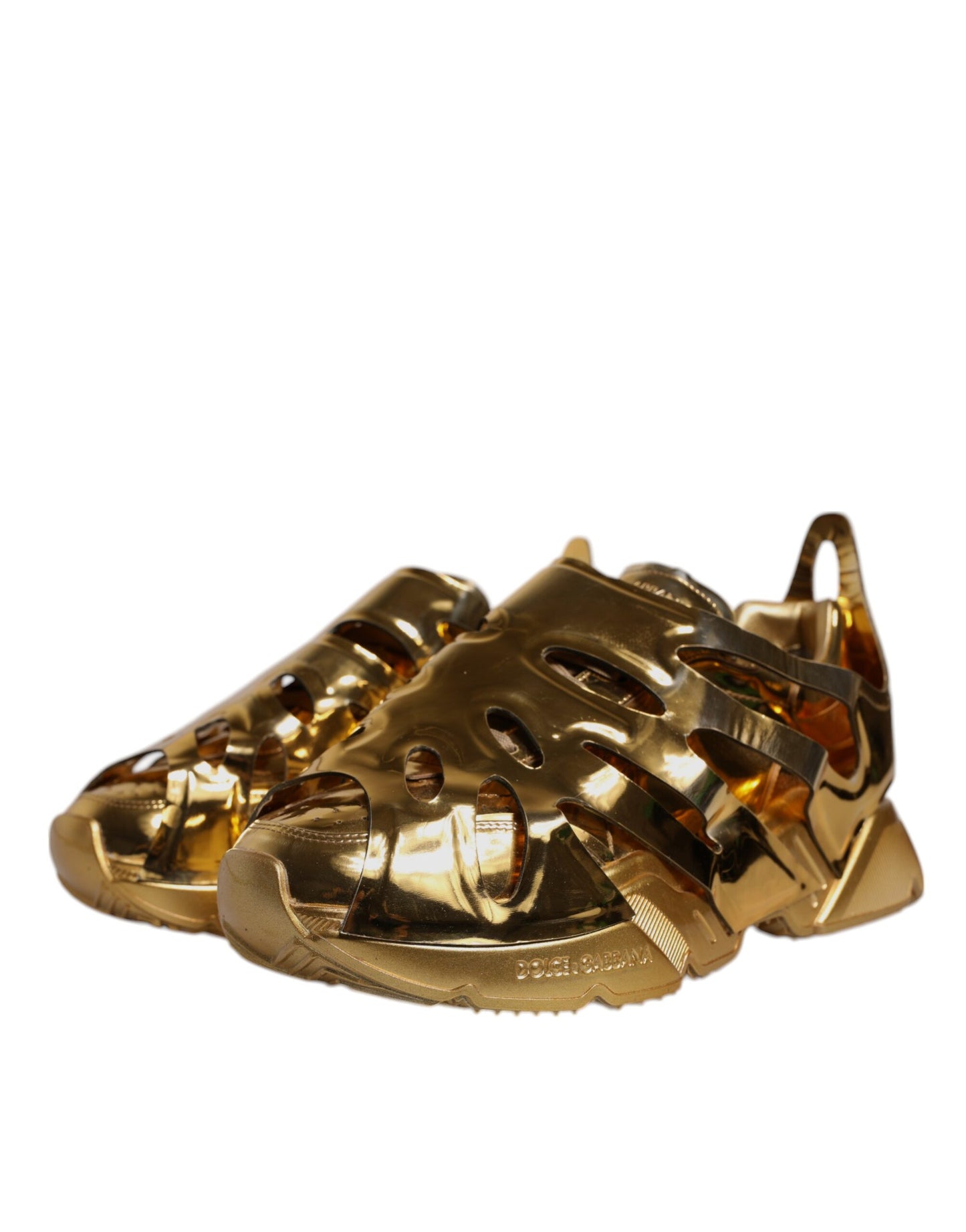 Dolce &amp; Gabbana Gold Daymaster Leder Low Top Sneakers Schuhe
