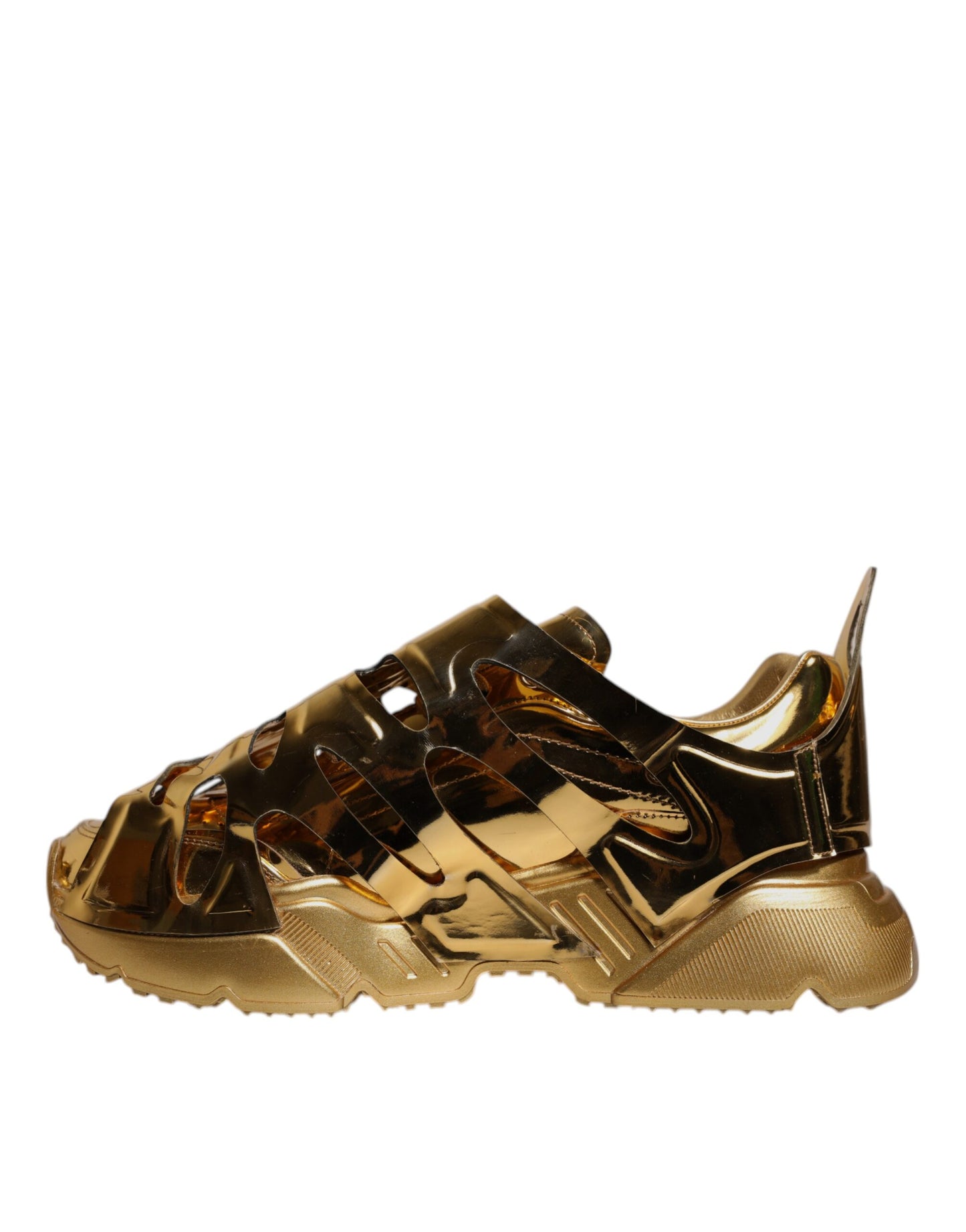 Dolce &amp; Gabbana Gold Daymaster Leder Low Top Sneakers Schuhe