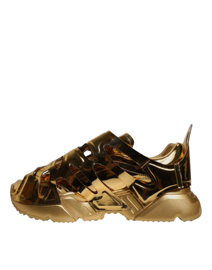 Dolce &amp; Gabbana Gold Daymaster Leder Low Top Sneakers Schuhe