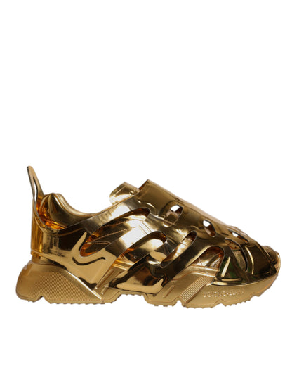 Dolce &amp; Gabbana Gold Daymaster Leder Low Top Sneakers Schuhe