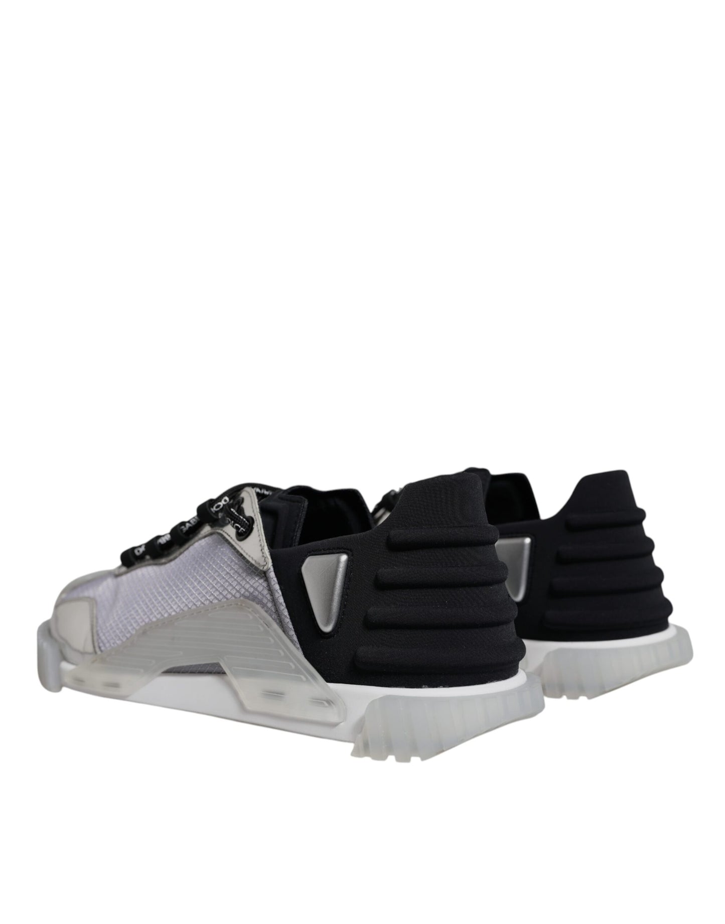 Dolce &amp; Gabbana Silber Schwarz Nylon NS1 Low Top Sneakers Schuhe