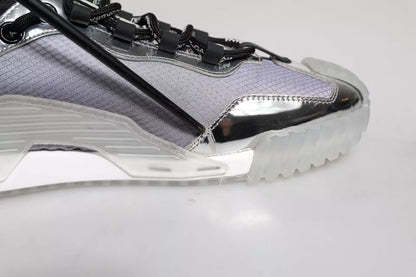 Dolce &amp; Gabbana Silber Schwarz Nylon NS1 Low Top Sneakers Schuhe