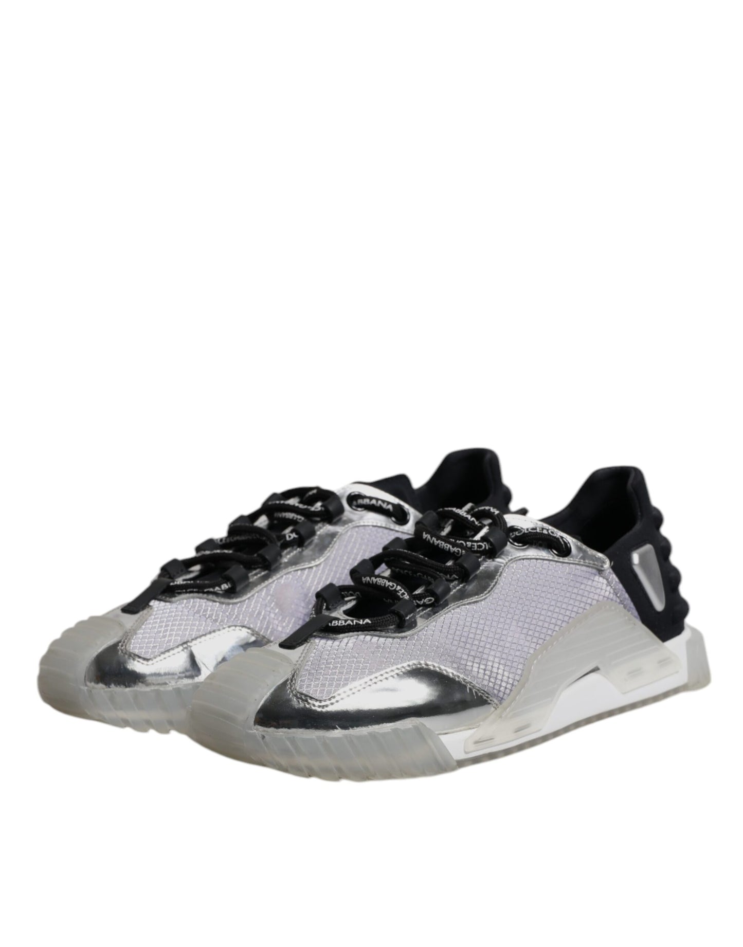 Dolce &amp; Gabbana Silber Schwarz Nylon NS1 Low Top Sneakers Schuhe