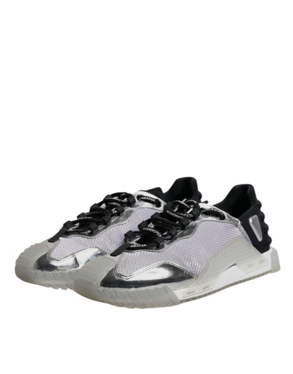Dolce &amp; Gabbana Silber Schwarz Nylon NS1 Low Top Sneakers Schuhe