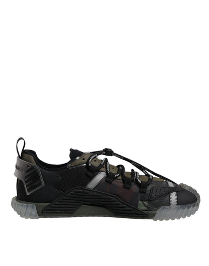 Dolce &amp; Gabbana Schwarz Grün Camo NS1 Low Top Sneakers Schuhe