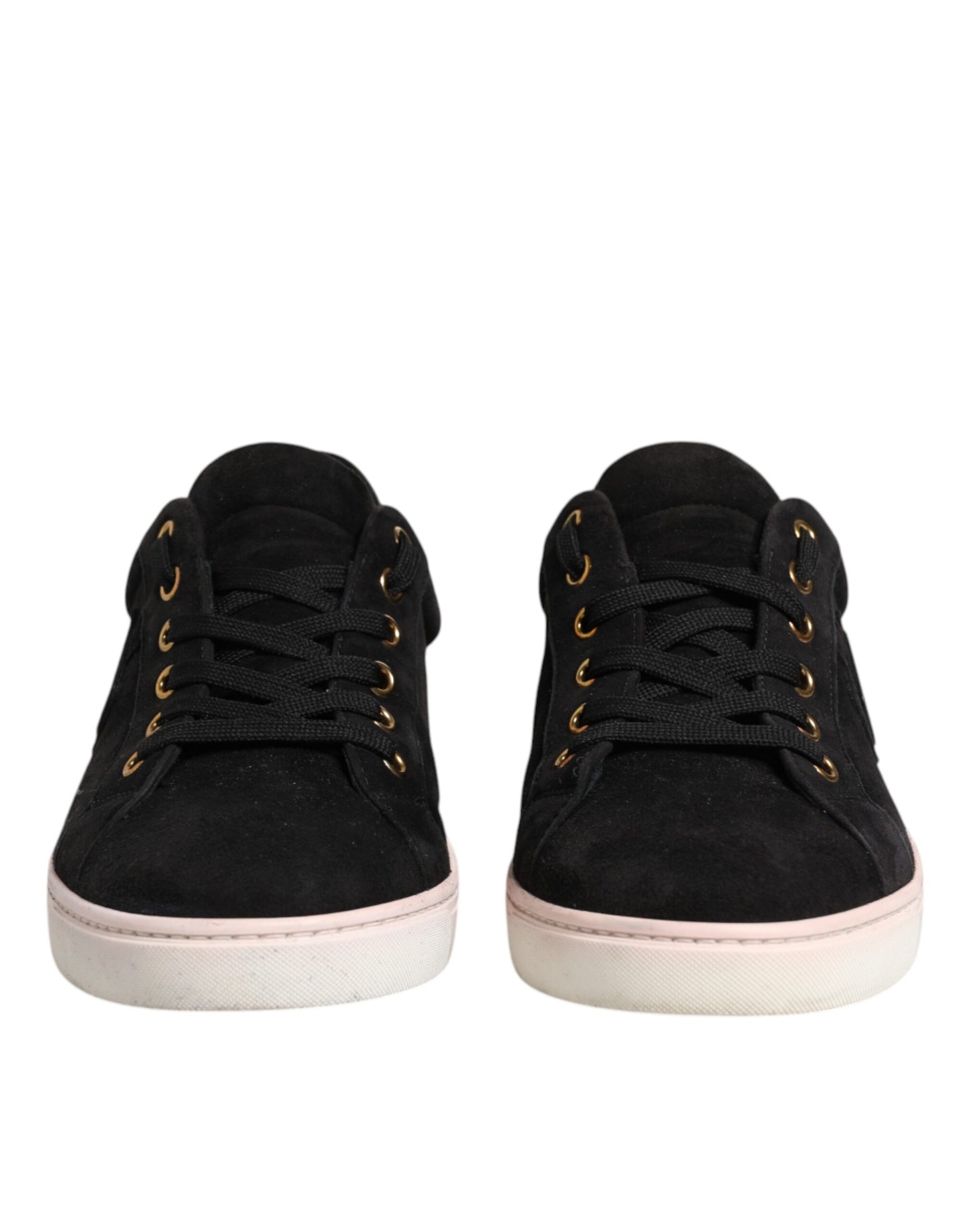 Dolce &amp; Gabbana Schwarzes Logo Wildleder Herren Sneakers Schuhe