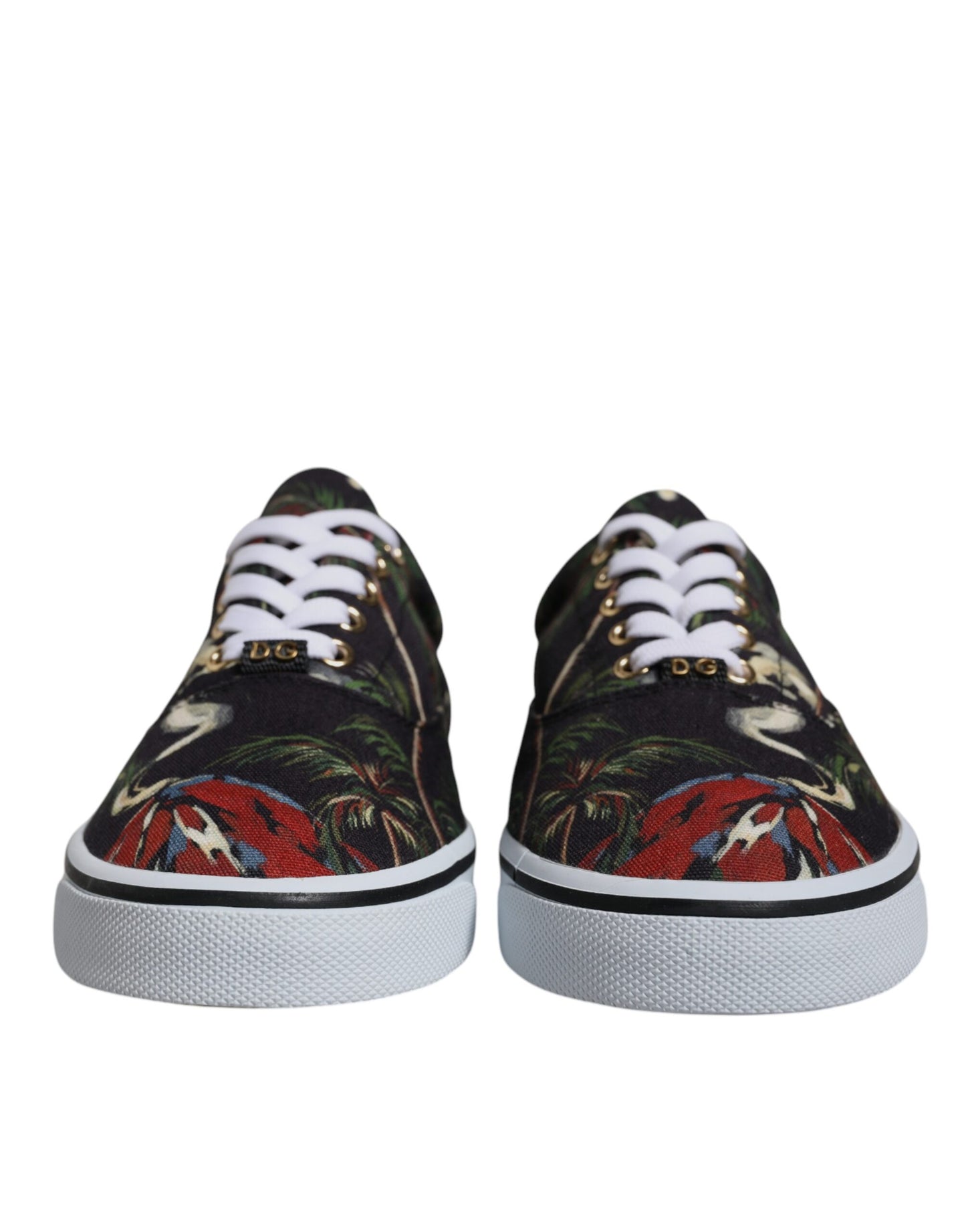 Dolce &amp; Gabbana – Schwarze Sneakers mit tropischem Print