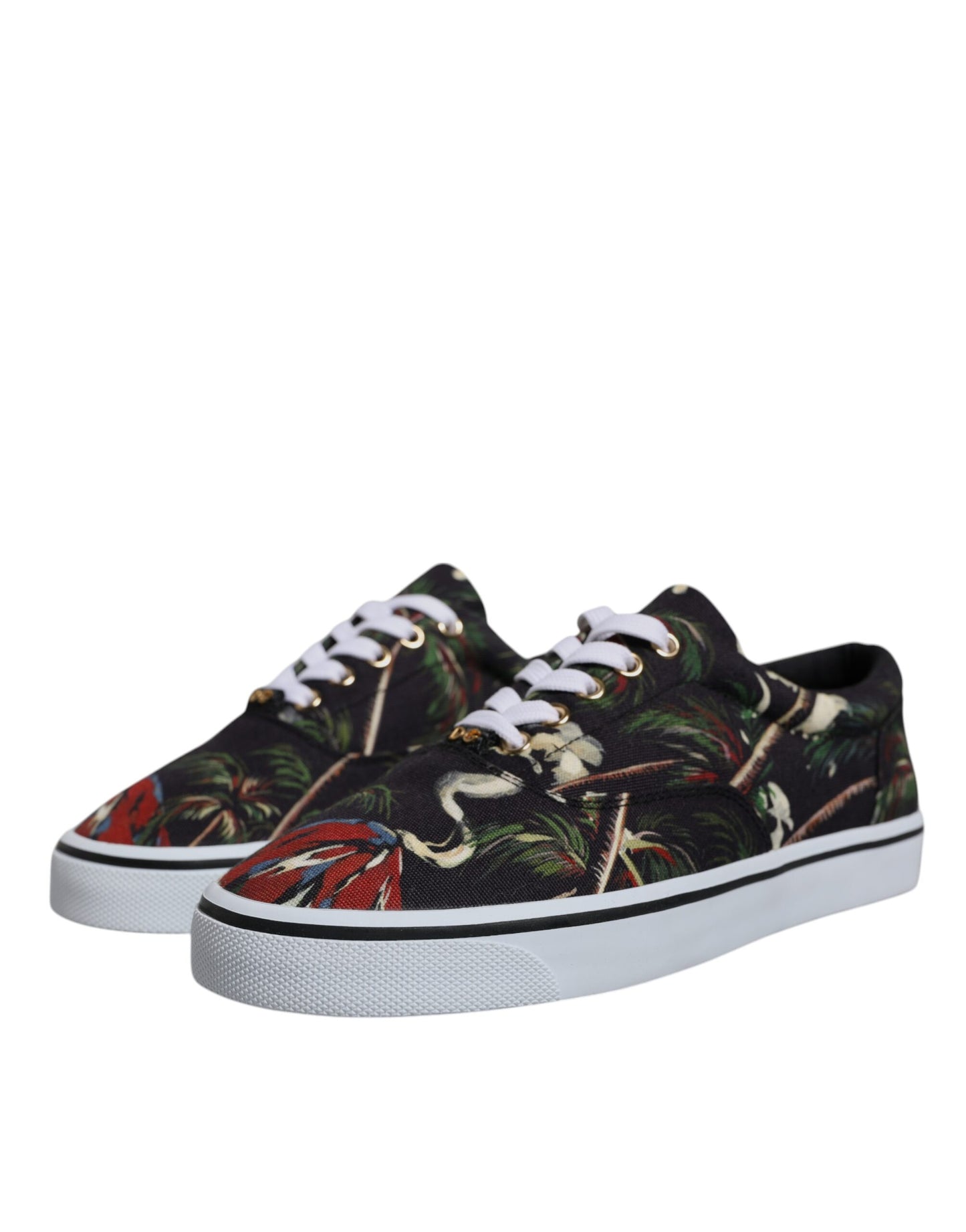 Dolce &amp; Gabbana – Schwarze Sneakers mit tropischem Print