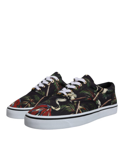 Dolce &amp; Gabbana – Schwarze Sneakers mit tropischem Print