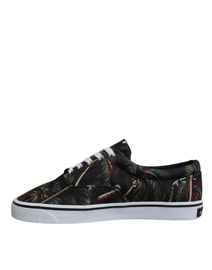 Dolce &amp; Gabbana – Schwarze Sneakers mit tropischem Print