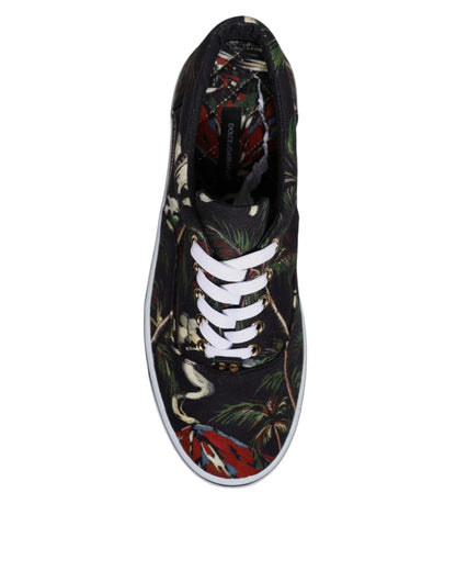 Dolce &amp; Gabbana – Schwarze Sneakers mit tropischem Print
