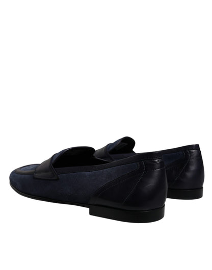 Dolce &amp; Gabbana Blaue Wildlederschuhe Loafer Mokassin Schuhe