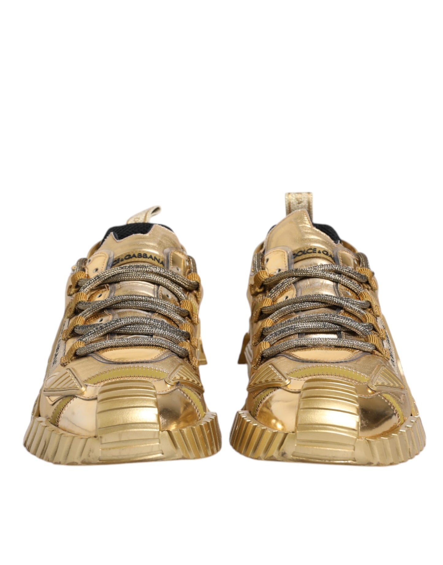 Dolce &amp; Gabbana – Goldene, elastische Schnürschuhe NS1