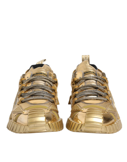 Dolce &amp; Gabbana – Goldene, elastische Schnürschuhe NS1